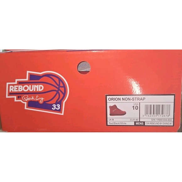New In Box Men's Sz 10 Patrick Ewing Orion 33 Non Strap Shoes In Red / Black - Picture 2 of 5
